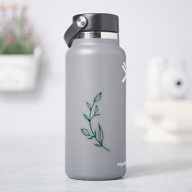 Green Botanical Branch with Leaves Transparent Aufkleber (HydroFlask)