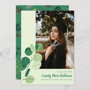 Green Botanical Elegant Graduation Announcement Einladung