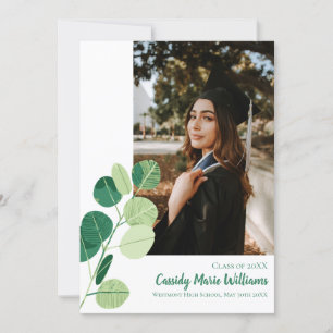 Green Botanical Elegant Graduation Announcement Einladung