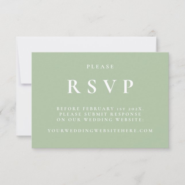Green Botanical Elegant Wedding RSVP Card (Vorderseite)