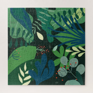 Green Botanical: Illustration tropischer Blätter Puzzle