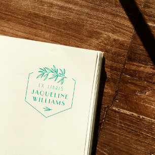 Green Botanical Library Book Ex Libris Buchzeichen Permastempel