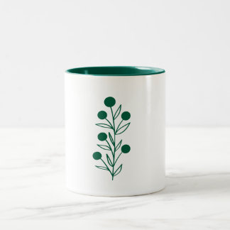 Green Botanical Line Art Zweifarbige Tasse