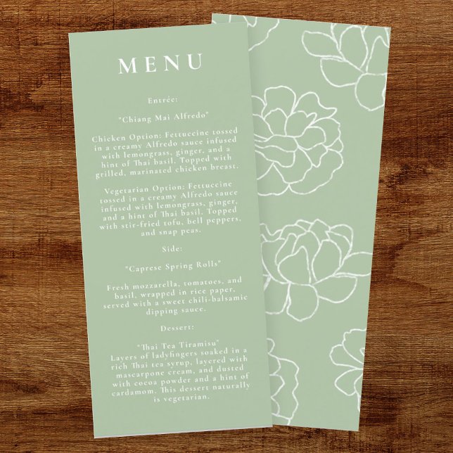 Green Botanical Modern Wedding Menu Menükarte (Von Creator hochgeladen)
