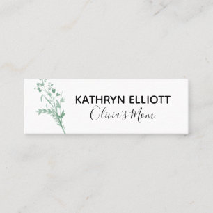 Green Botanical Mommy Play Date Mini Calling Card Telefonnummerkarte