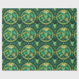 Green botanical-themed wrapping paper  geschenkpapier