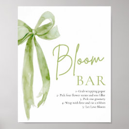 Green Bow Brautparty Blume Bloom Bar Sign Poster