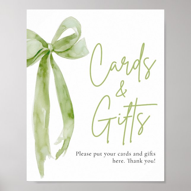 Green Bow Cards und Geschenkschild für die Wasserf Poster (Vorne)