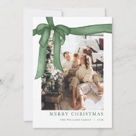 Green Bow Christmas Photo Holiday Card Feiertagskarte