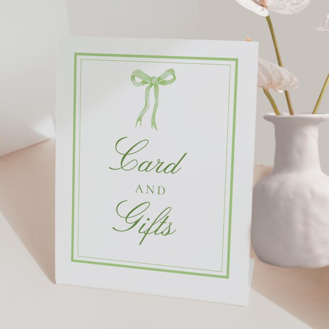 Green Bow Coquette Ribbon Karten und Geschenke Zei Sockelschild (Von Creator hochgeladen)