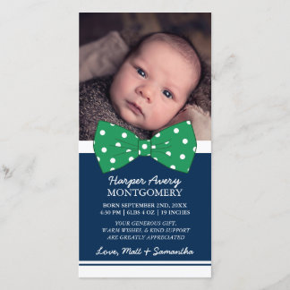 Green Bow Custom Foto Babydusche Vielen Dank Dankeskarte
