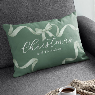 Green Bow Familie Weihnachten Lendenkissen