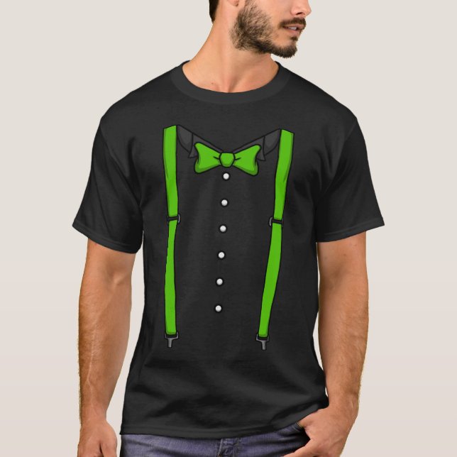 Green Bow Krawatte Suspenders Cummerbund Tuxedo Bo T-Shirt (Vorderseite)
