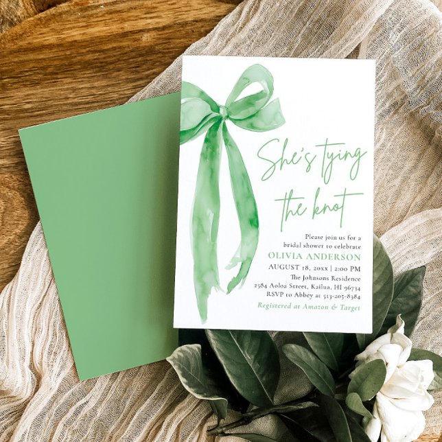 Green Bow Sie bindet das Brautparty des Knotens Einladung (Von Creator hochgeladen)