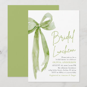 Green Bow Sie bindet das Knot Bridal Luncheon Einladung