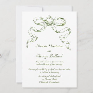 Green Bow Swag Wedding Einladung