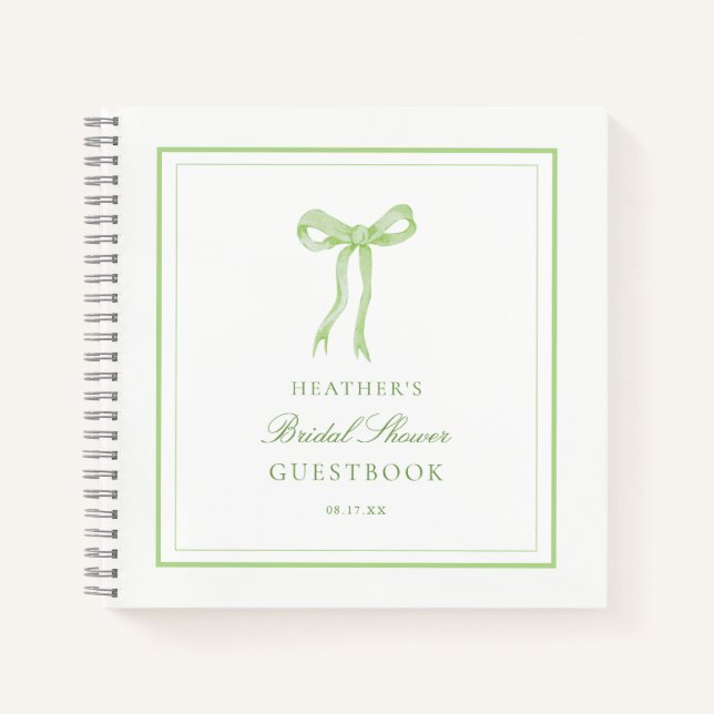 Green Bow The Knot Brautparty Guestbook Notizbuch (Vorderseite)