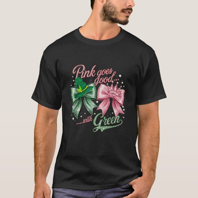 Green Bow Witze Pink Bow Crown Coquette Prince T-Shirt (Vorderseite)