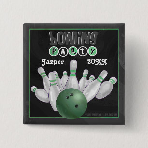 Green Bowling Party Button
