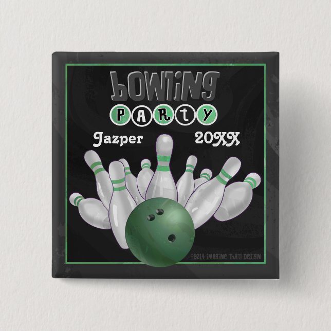 Green Bowling Party Button (Vorderseite)