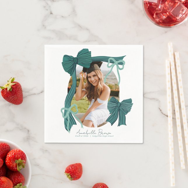 Green Bows Photo Graduation Serviette (Beispiel)