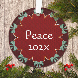 Green Bows Red Circles Custom Ornament