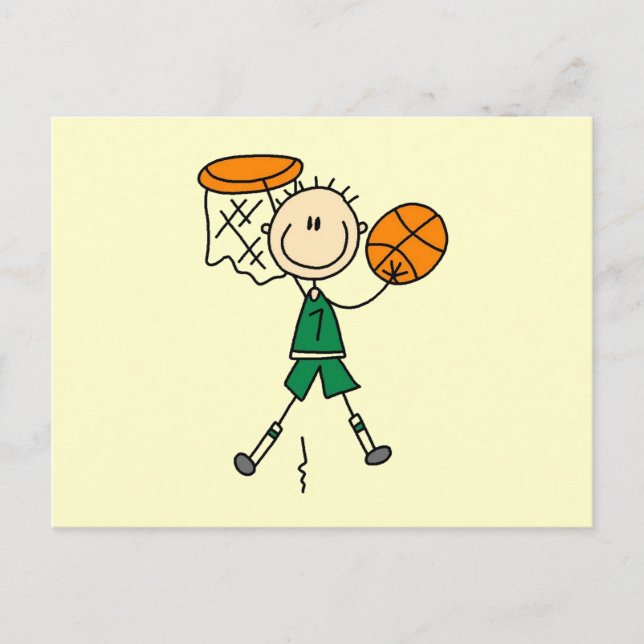 Green Boy Basketball T - Shirt und Geschenke Postkarte (Vorderseite)