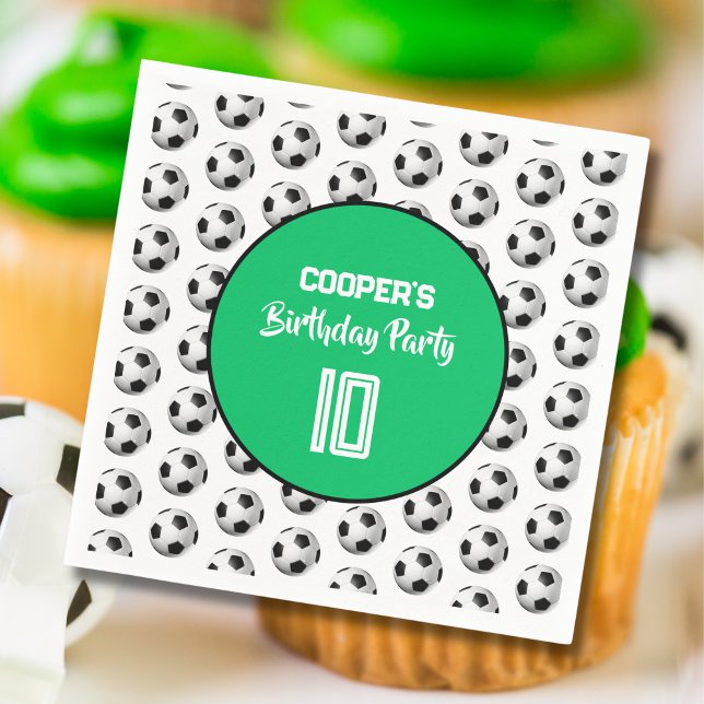 Green Boy Soccer Birthday Party Serviette (Von Creator hochgeladen)