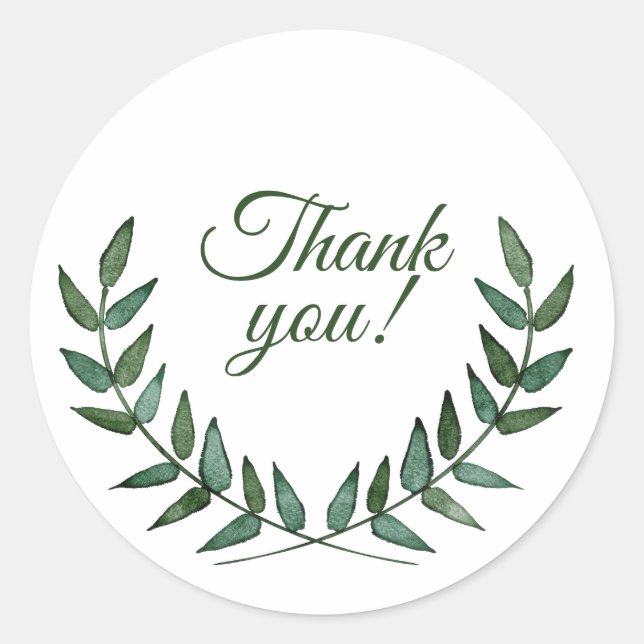 Green Branches Thank You Stickers (Vorderseite)