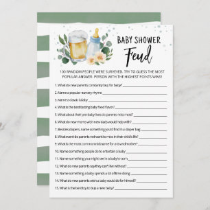 Green Brewing Baby Shower Feud Game Card Einladung
