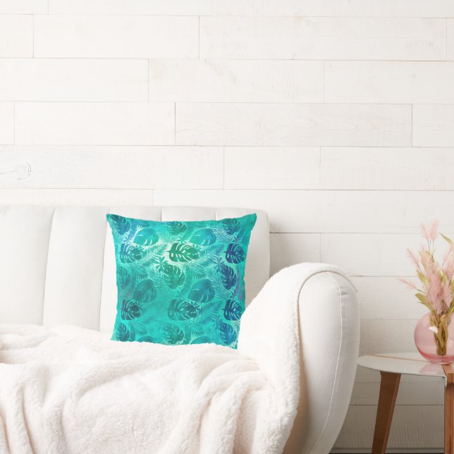 GREEN BRIGHT TROPICAL PALM PILLOW KISSEN (Liege)