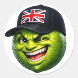 Green British Union Jack Fun stick Runder Aufkleber