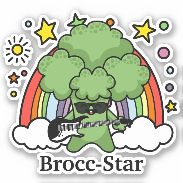 Green Broccoli Brocc, Rock Star Aufkleber (Vorderseite)