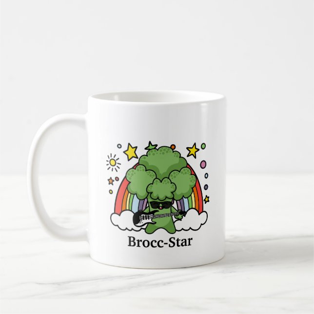 Green Broccoli Brocc, Rock Star Kaffeetasse (Links)