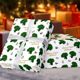 Green Broccoli Frohe Vegane Weihnachten Geschenkpapier