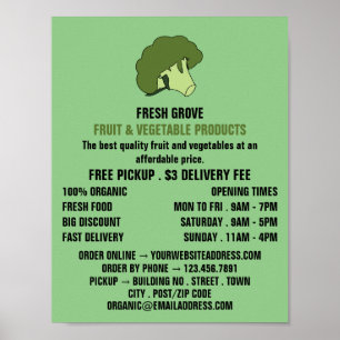 Green Broccoli, Greengrocers-Werbung Poster