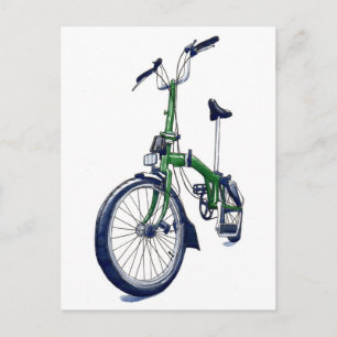 Green Brompton Fahrrad Postkarte
