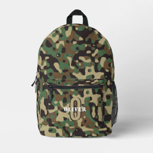 Green Brown Beige Camouflage Camouflage Monogram N Bedruckter Rucksack