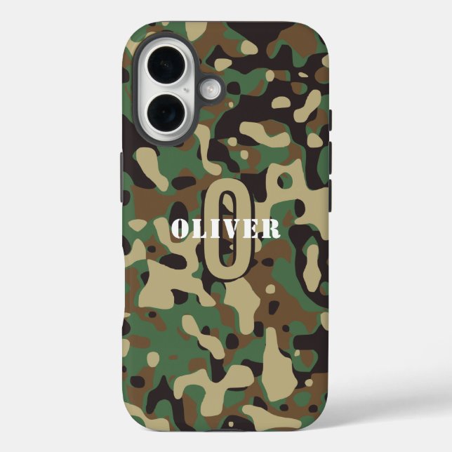 Green Brown Beige Camouflage Camouflage Monogram N Case-Mate iPhone Hülle (Rückseite)