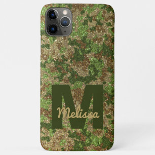 Green Brown Camouflage Glitzer Camouflage Monogram Case-Mate iPhone Hülle