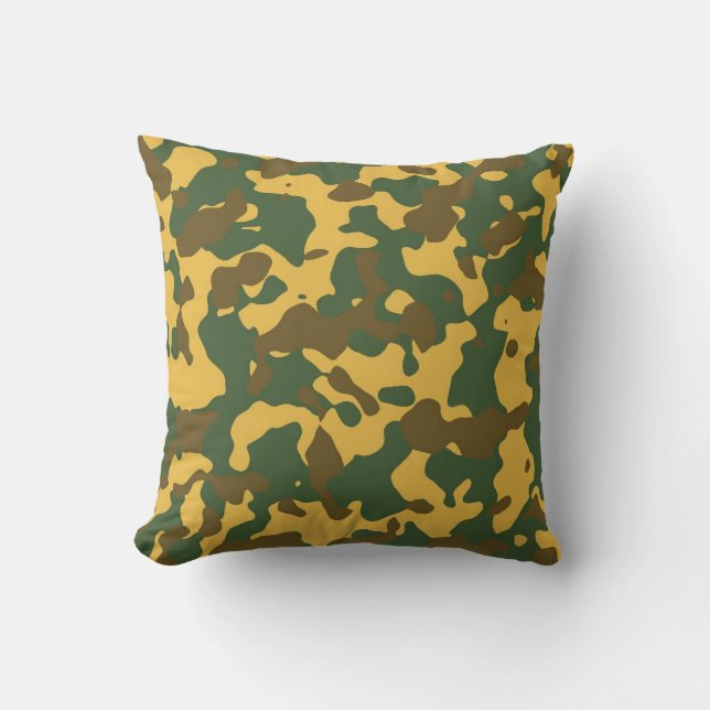 Green Brown Camouflage Throw Kissen (Vorderseite)