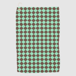 Green Brown Diamond Schachbrett Muster Golfhandtuch