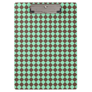 Green Brown Diamond Schachbrett Muster Klemmbrett