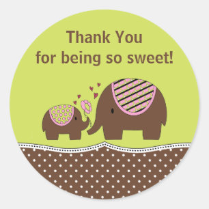Green & Brown Elephant Vielen Dank Sticker