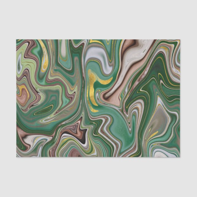 Green/Brown/Gold-Agate-Muster 2 Seidenpapier (Vorderseite)