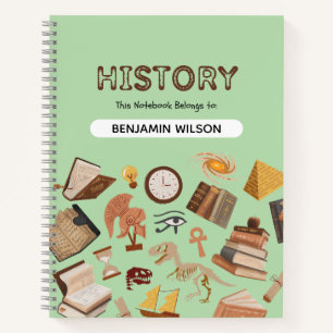 Green Brown History Spiral Notebook - Anpassbar Notizbuch