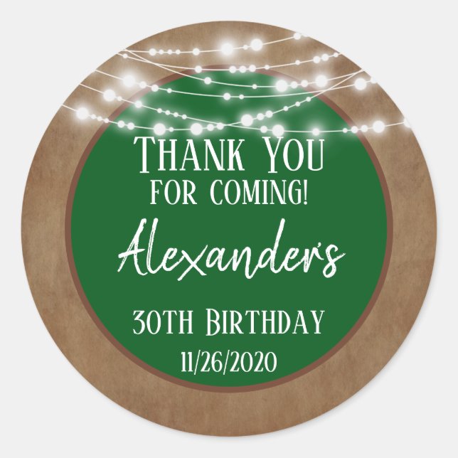 Green Brown Lights Vielen Dank Geburtstag Gefallen Runder Aufkleber (Vorderseite)