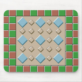 Green & Brown Tiles-Muster Mousepad