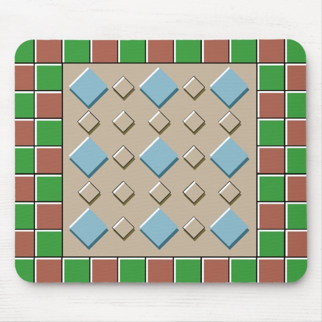 Green & Brown Tiles-Muster Mousepad (Vorne)
