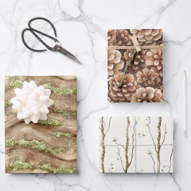 Green Brown Tree Geschenkpapier Set (Vorderseite)